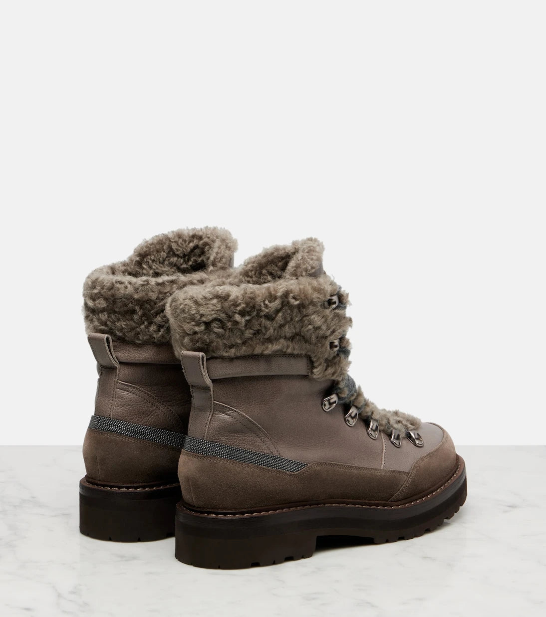 Brunello Cucinelli - Shearling-lined leather ankle boots