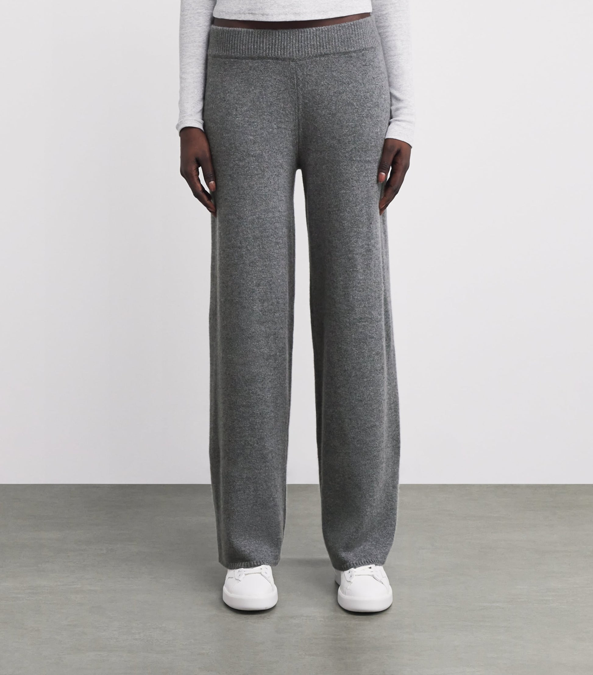 Skims Grey Cashmere Wide-Leg Trousers