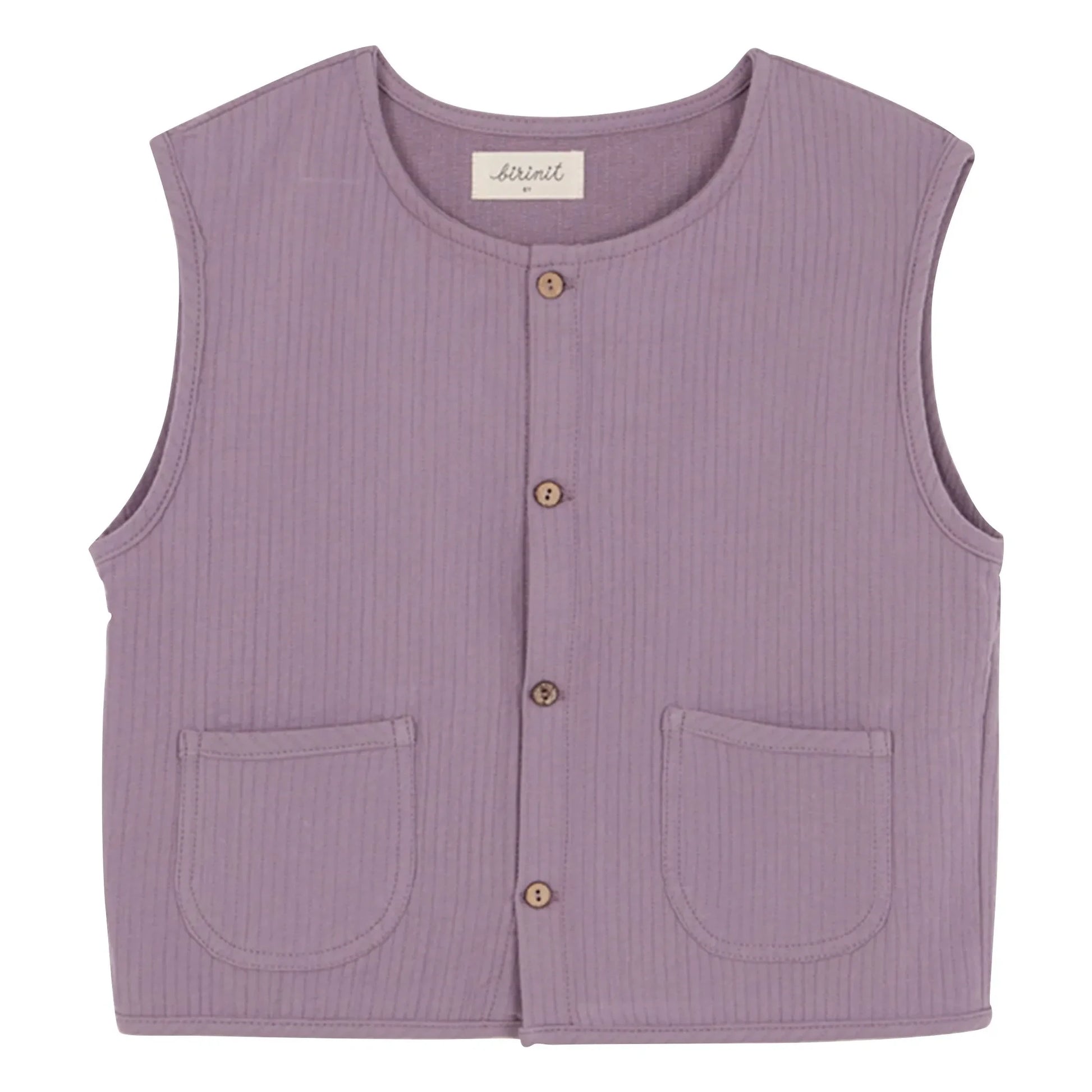 birinit - Antique Cotton Gauze Sleeveless Jacket | Mauve