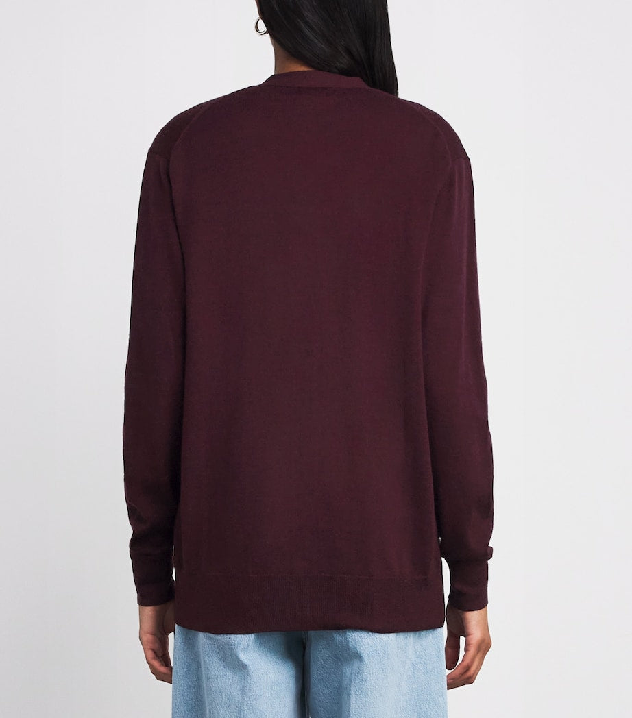 Polo Ralph Lauren Burgundy Merino Wool V-Neck Cardigan