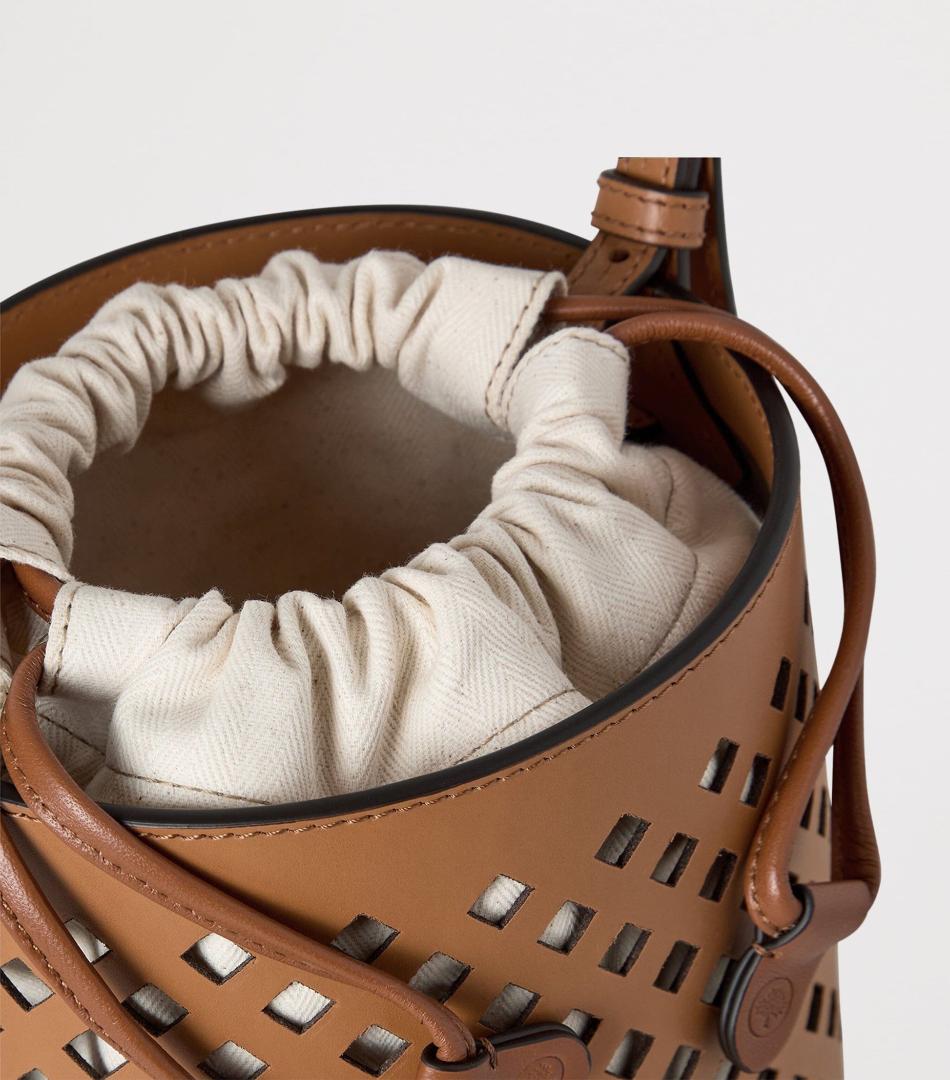 Mulberry Brown Leather Perforated Bucket Bag