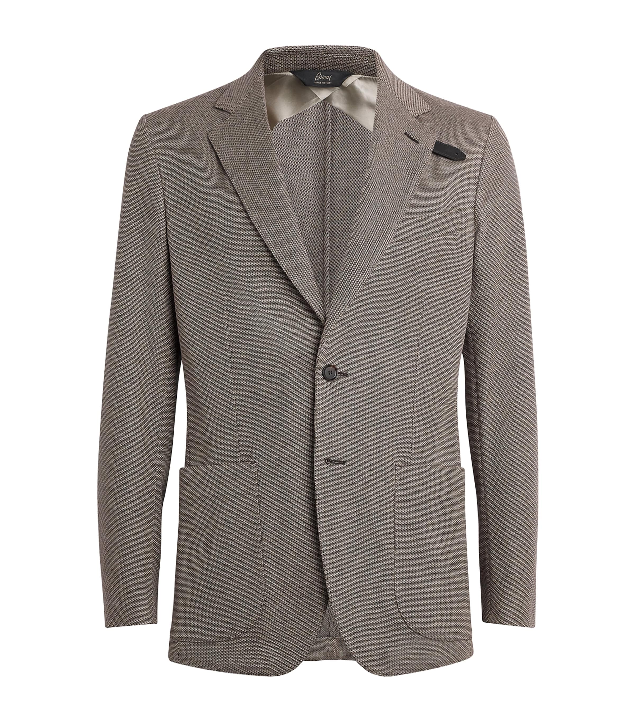 Brioni Grey Silk-Wool Single-Breasted Blazer