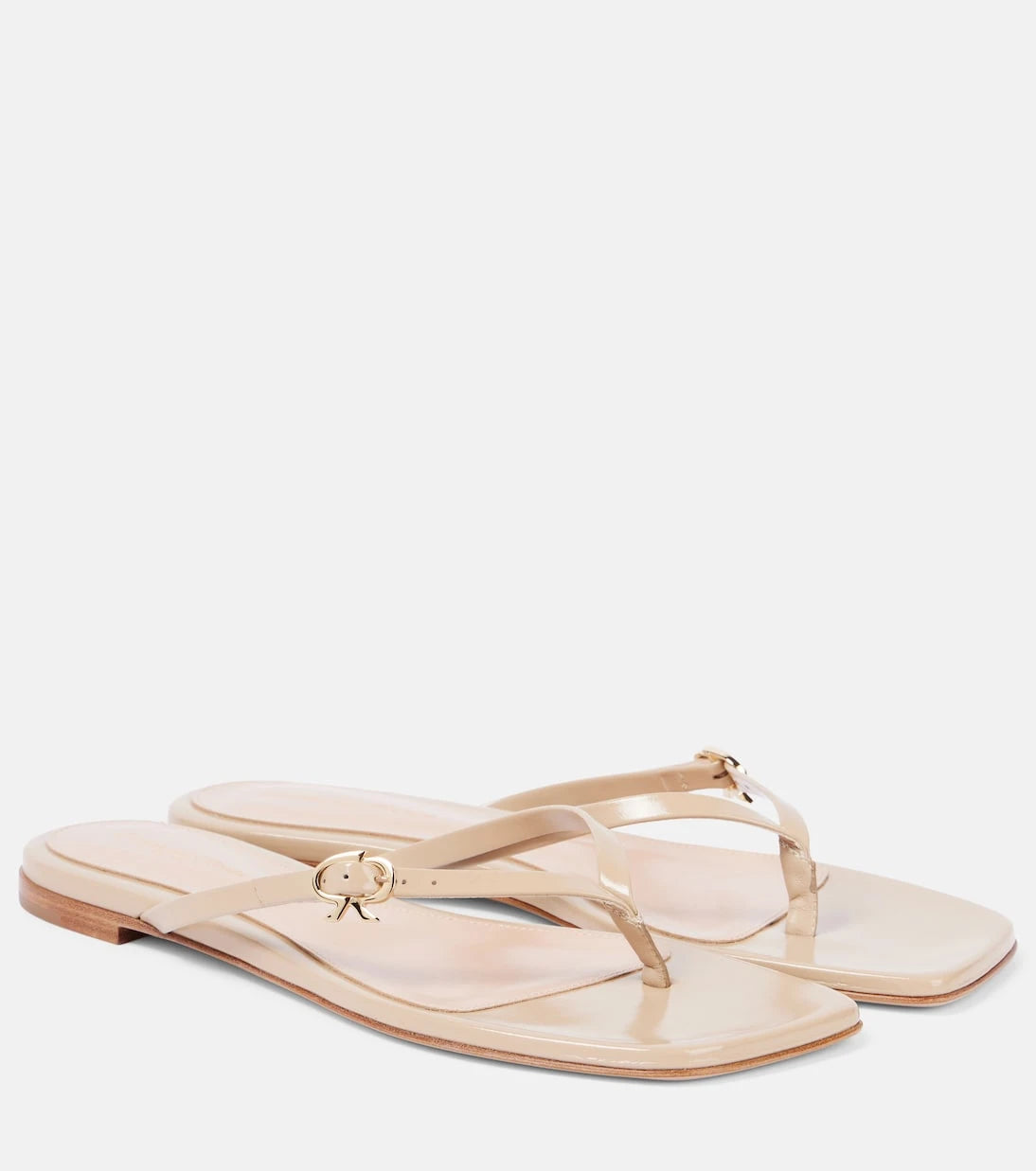 Gianvito Rossi - Ribbon patent leather thong sandals