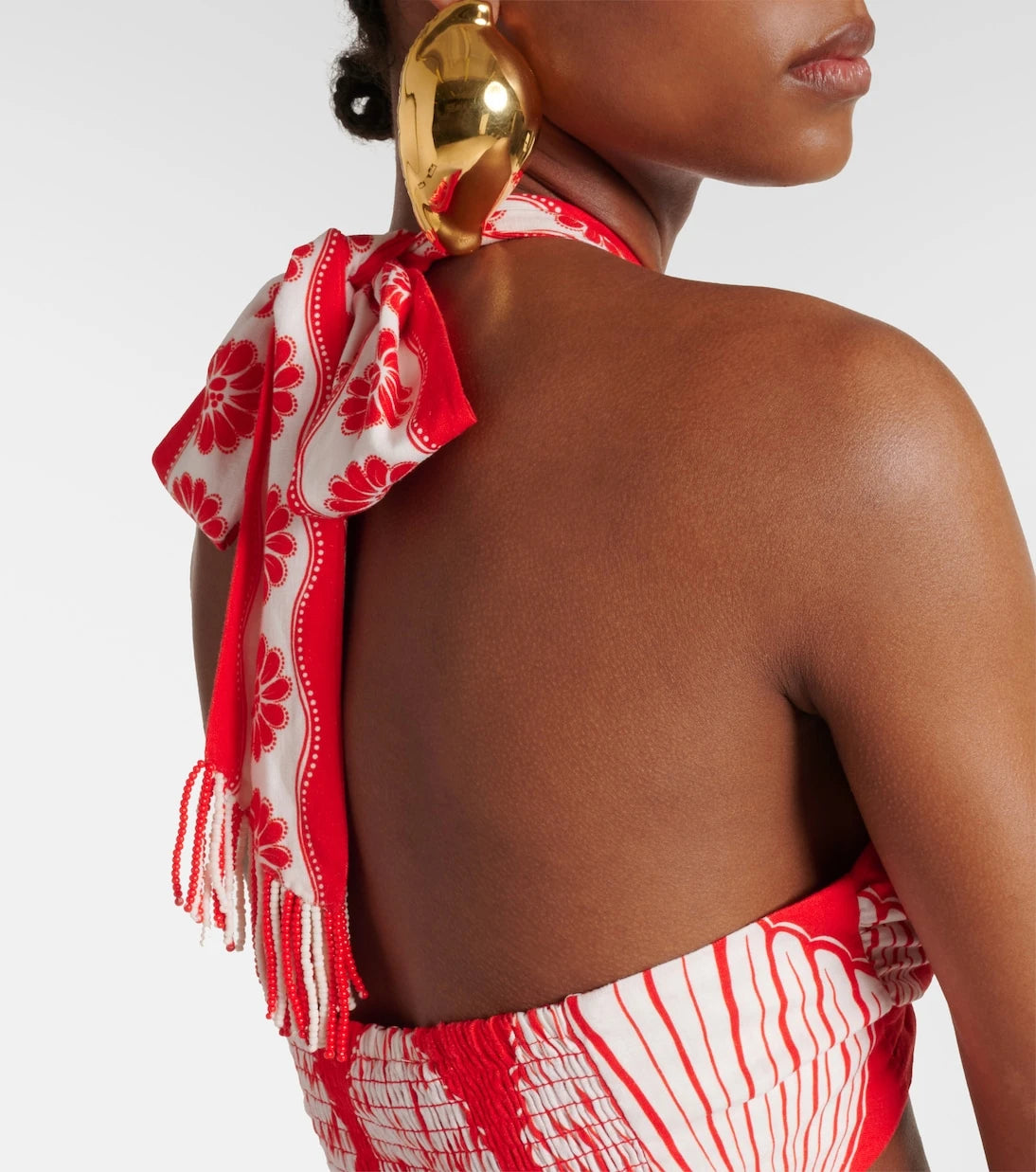 Farm Rio - Red Ainika Shell linen-blend bra top