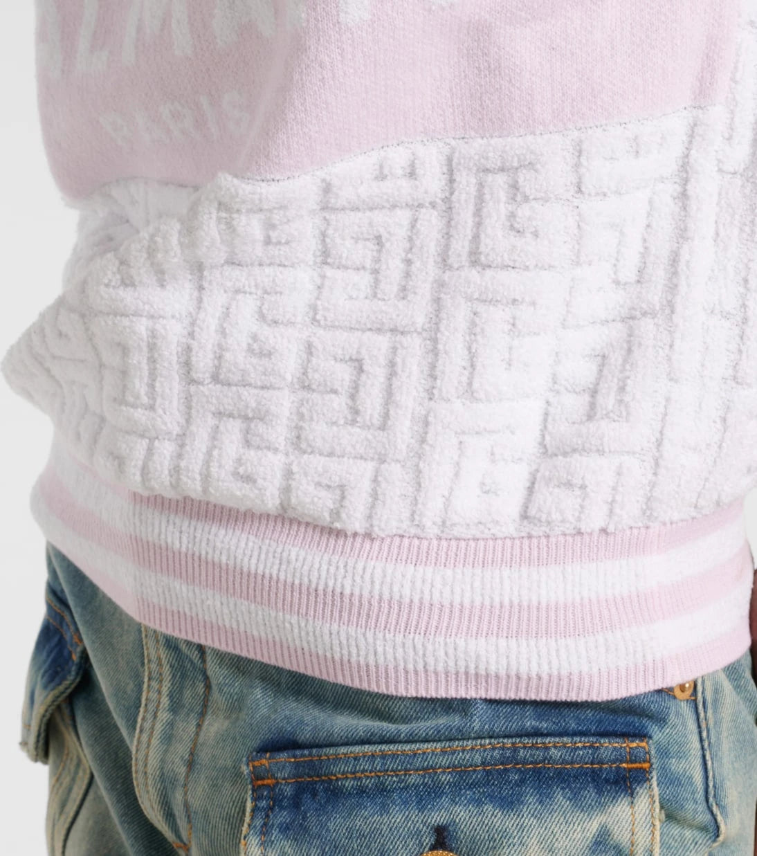 Balmain - Monogram wool and cotton-blend knitted top