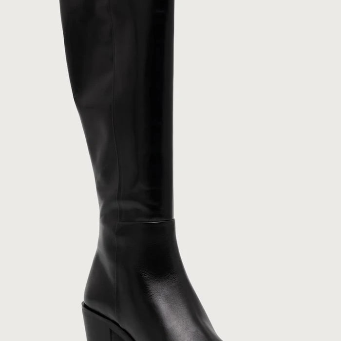 Diz altı kadın deri çizmeler Black calf 80