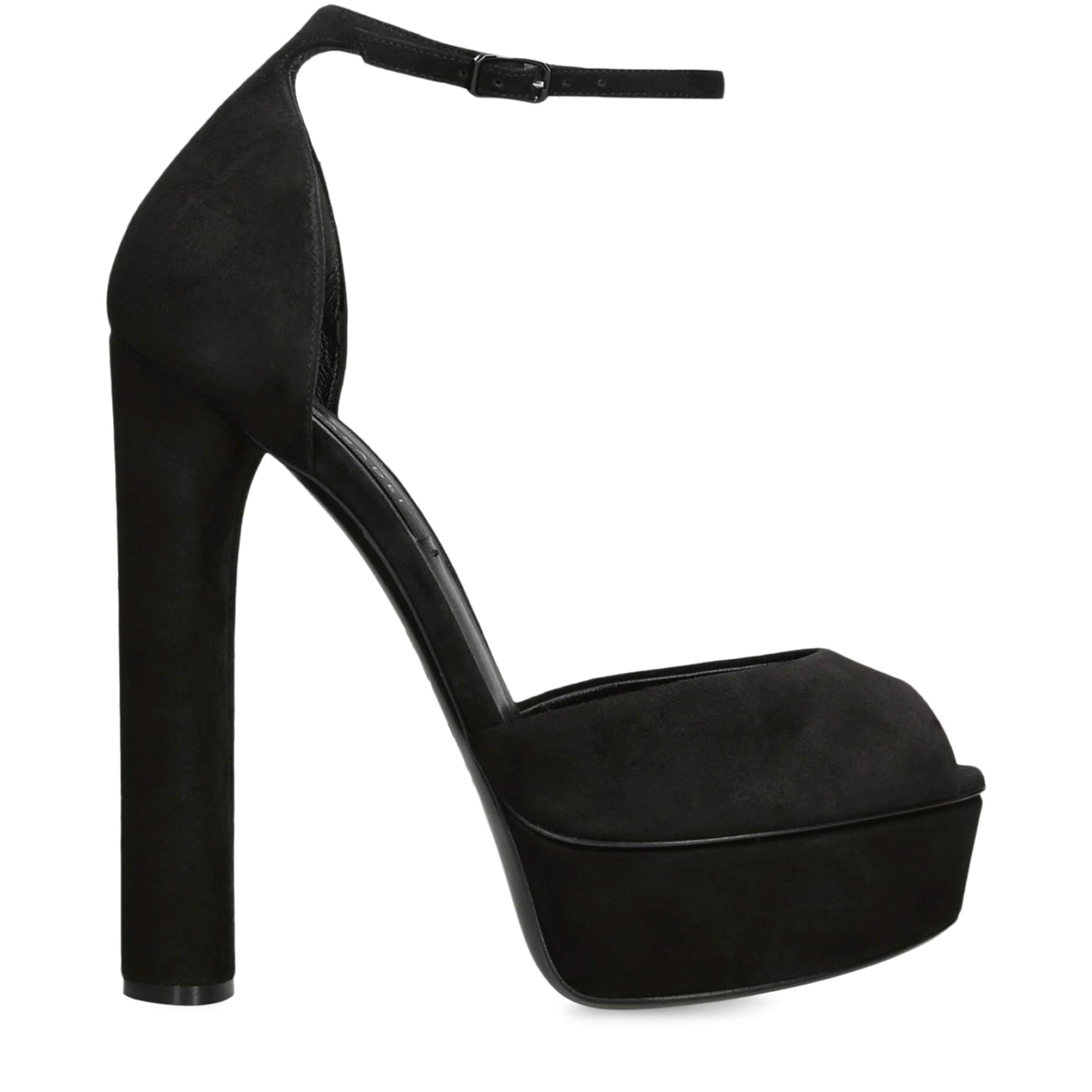 Casadei Black Suede Flora Platform Heels 140