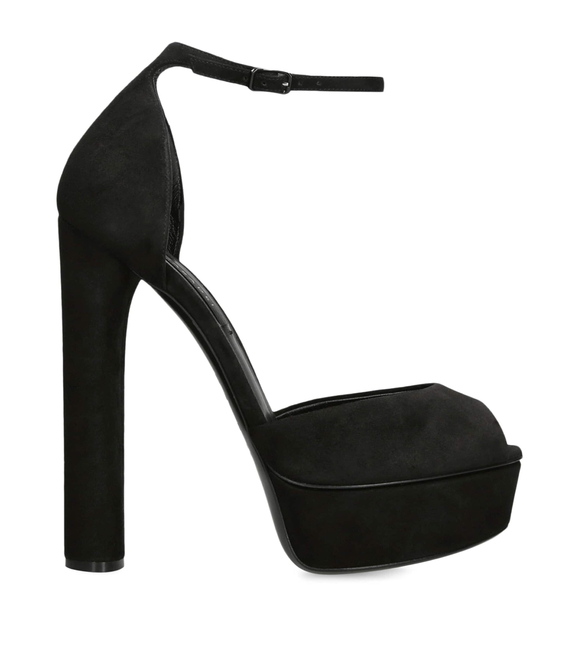Casadei Black Suede Flora Platform Heels 140