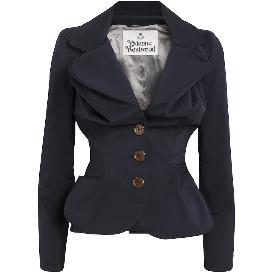 Vivienne Westwood Navy Virgin Wool Asymmetric Drunken Jacket