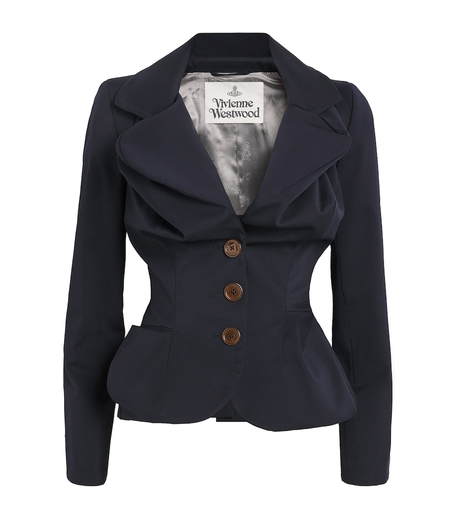 Vivienne Westwood Navy Virgin Wool Asymmetric Drunken Jacket