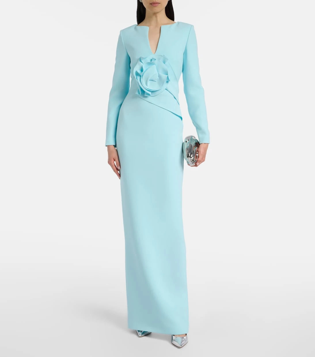 Roland Mouret - Floral-appliqué crêpe gown