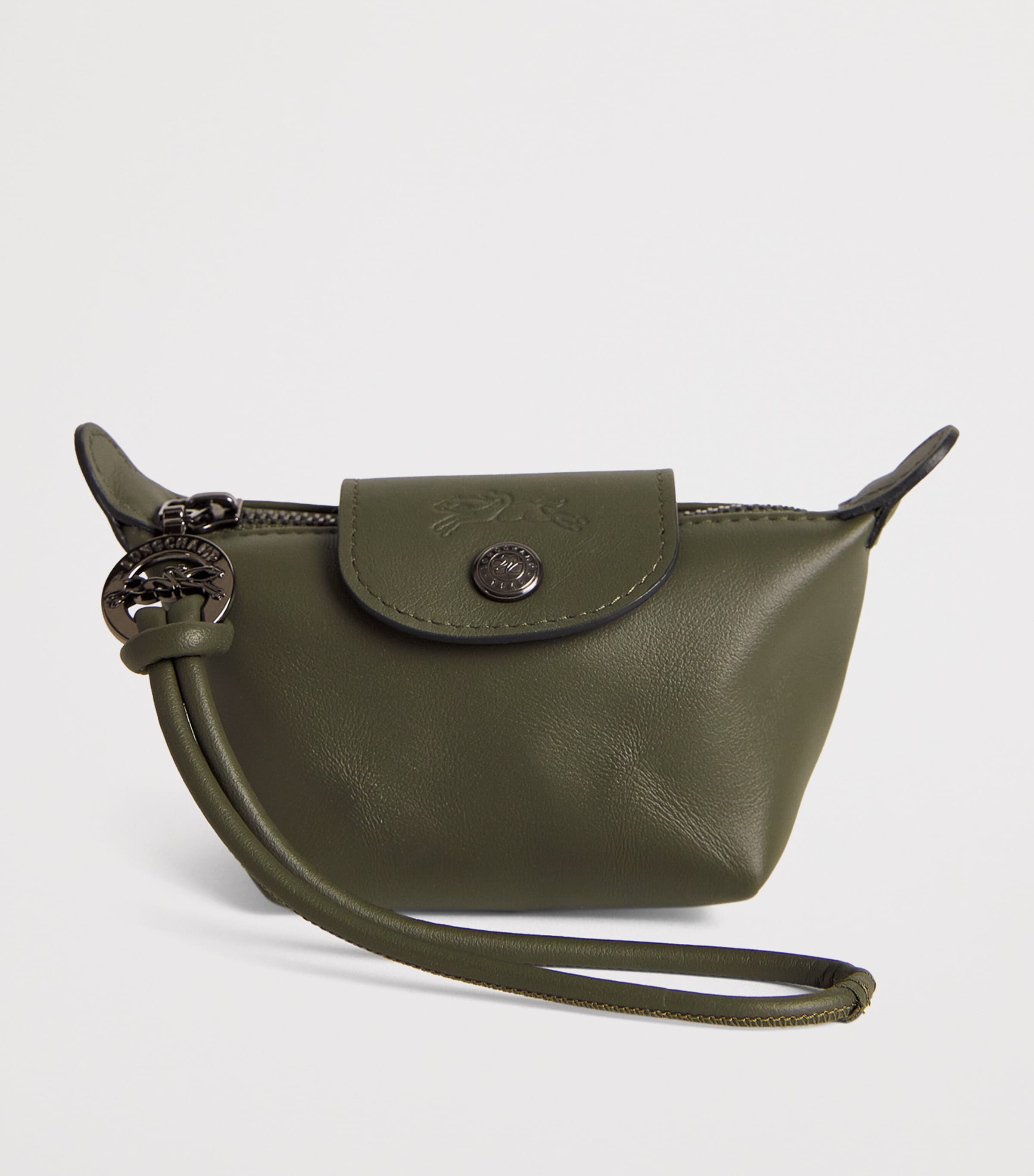 Longchamp Green Leather Le Pliage Extra Coin Purse