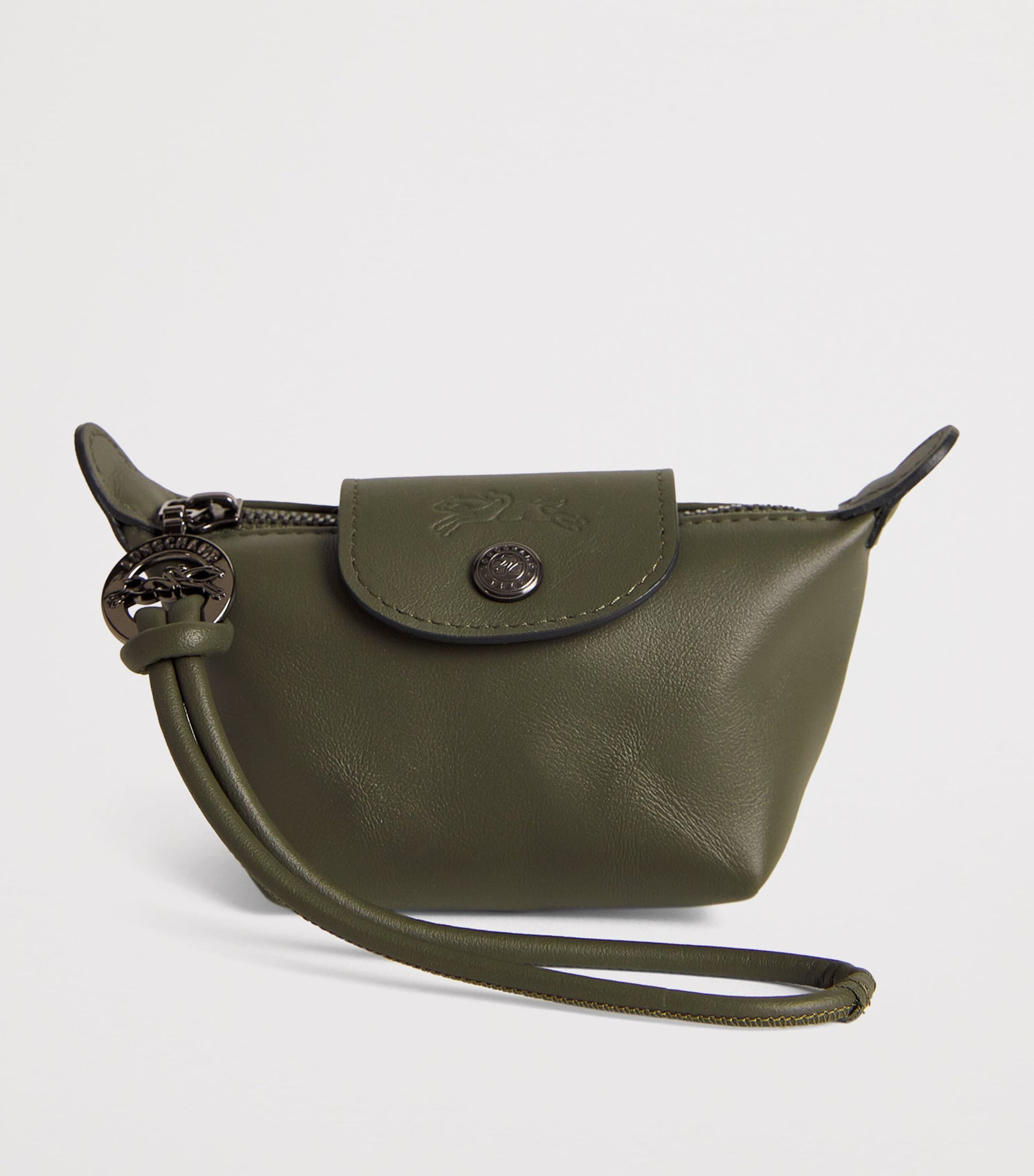 Longchamp Green Leather Le Pliage Extra Coin Purse