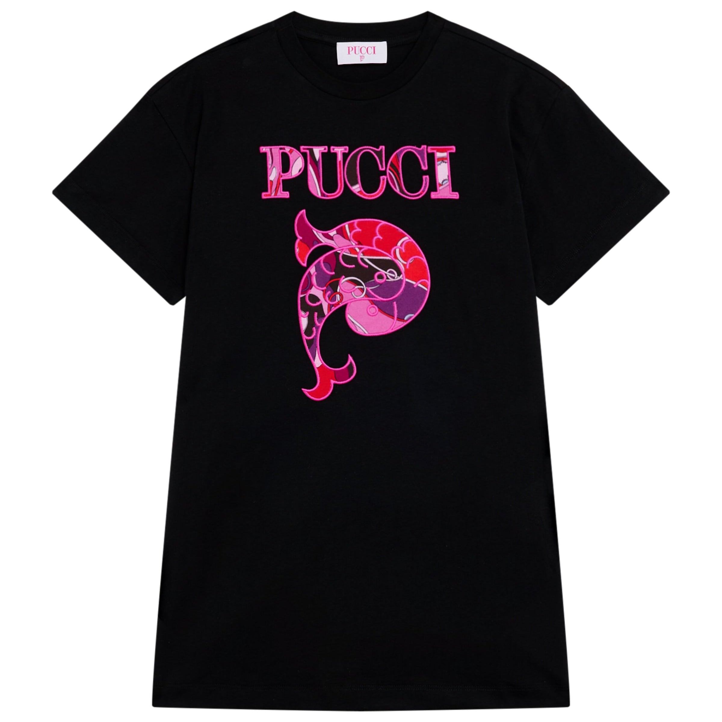 PUCCI Junior Black Cotton Pucci Fish T-Shirt Dress (4-14 Years)