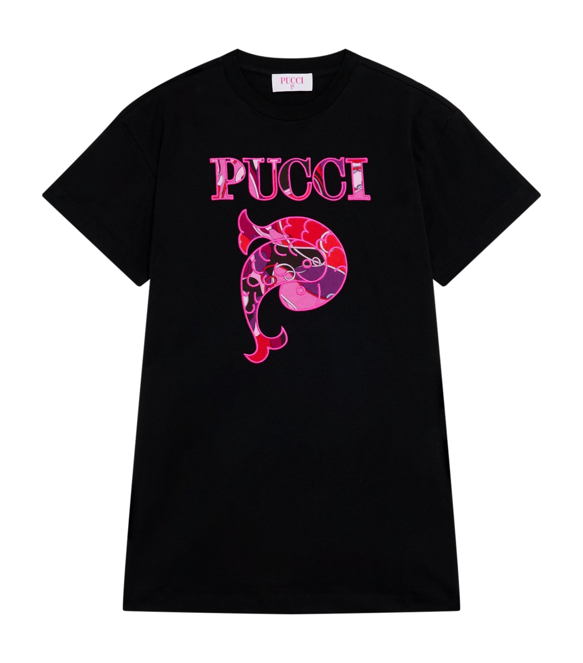 PUCCI Junior Black Cotton Pucci Fish T-Shirt Dress (4-14 Years)