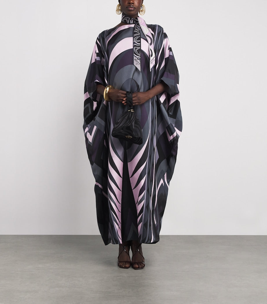 Pucci Black Silk Kaftan Maxi Dress