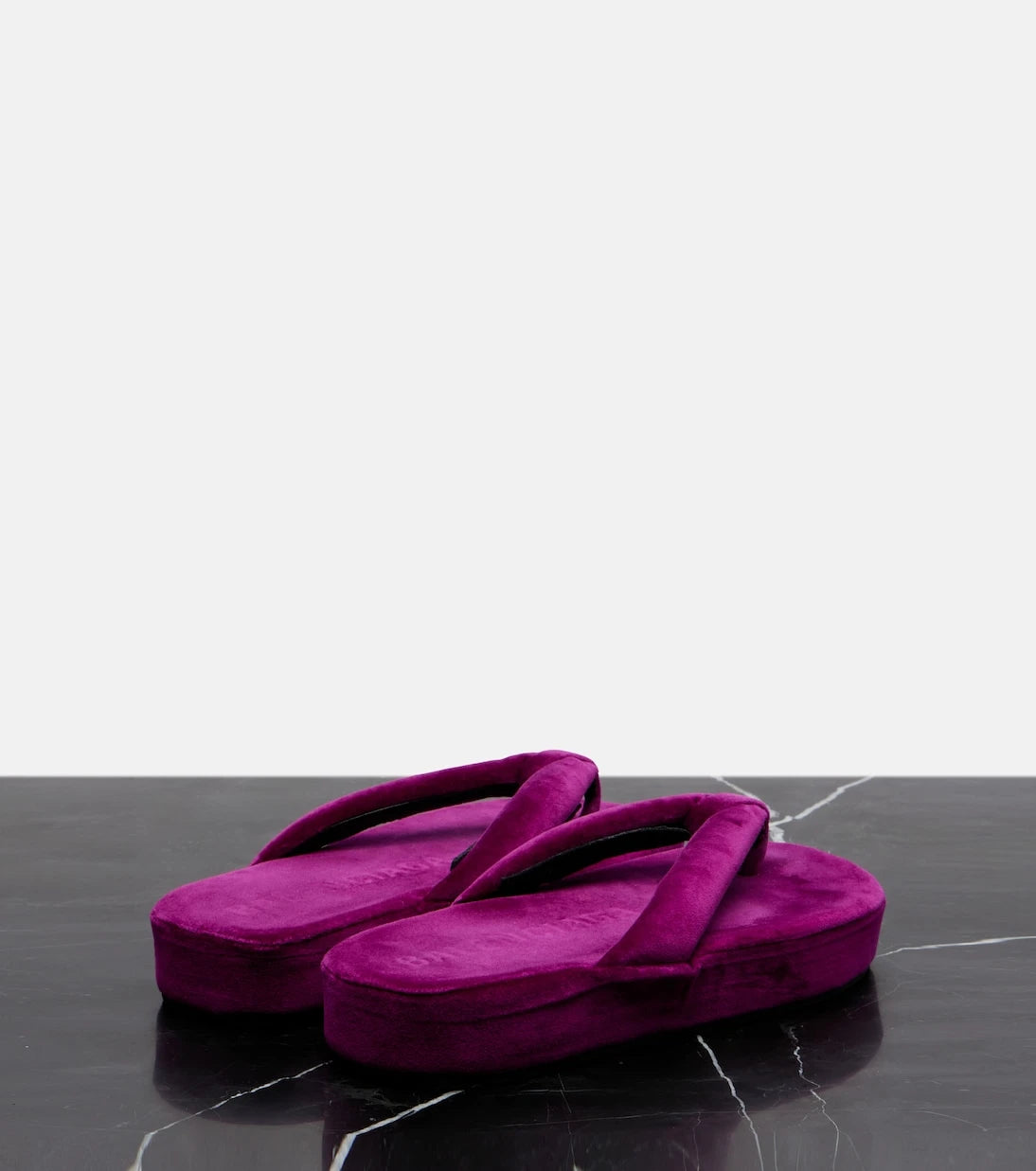 Balenciaga - Jet Lag velvet platform thong sandals