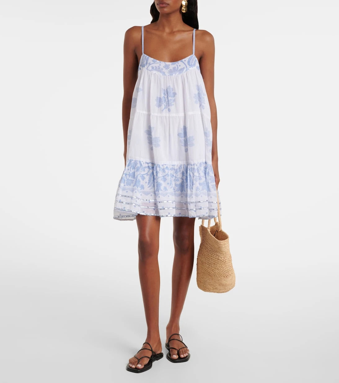 Juliet Dunn - Printed ruched cotton slip dress