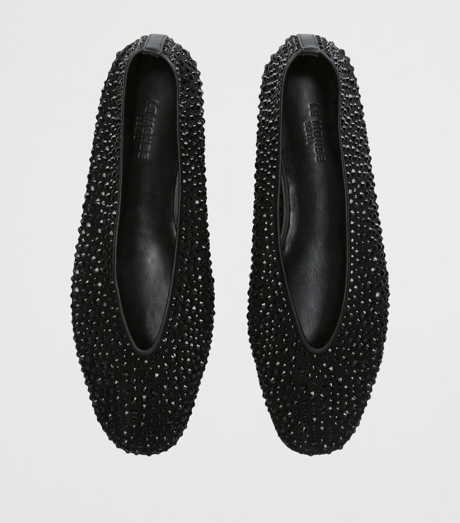 Le Monde Beryl Black Crystal-Embellished Luna Flats
