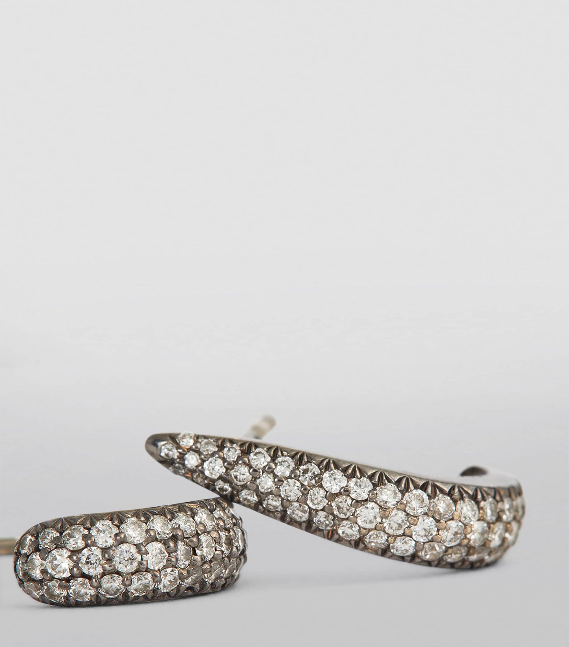 Eva Fehren Blackened White Gold and Diamond Claw Stud Earrings