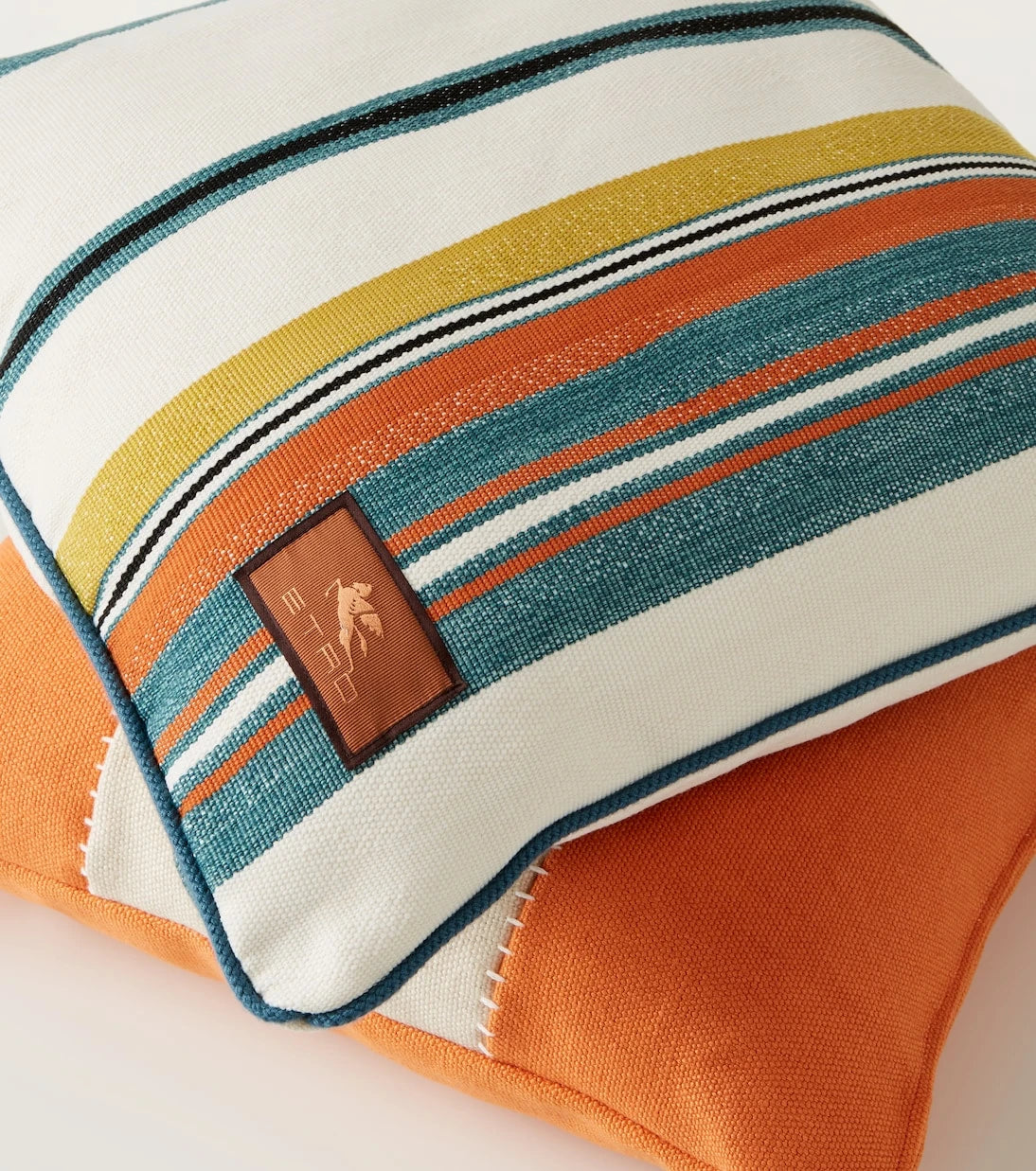 Etro - وسادة قطنية جاكار مخططة