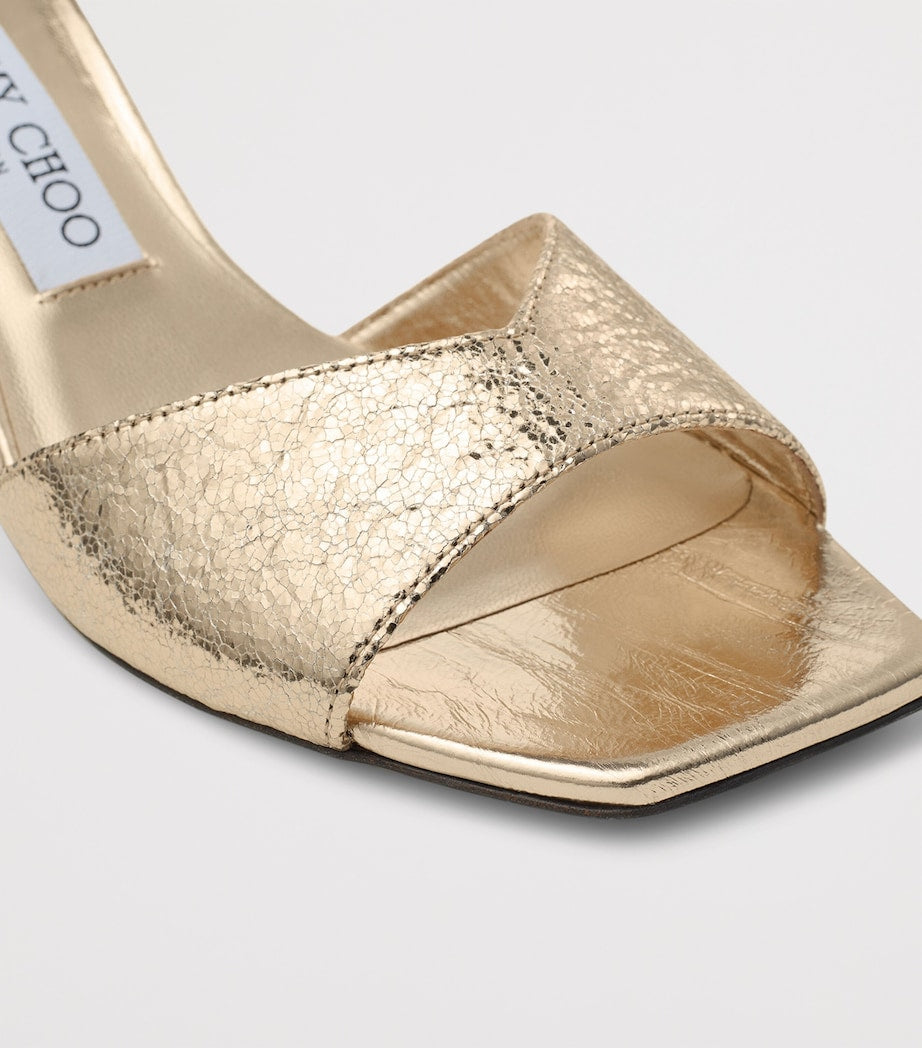Jimmy Choo Gold Skye 70 Cracked Metallic Mules