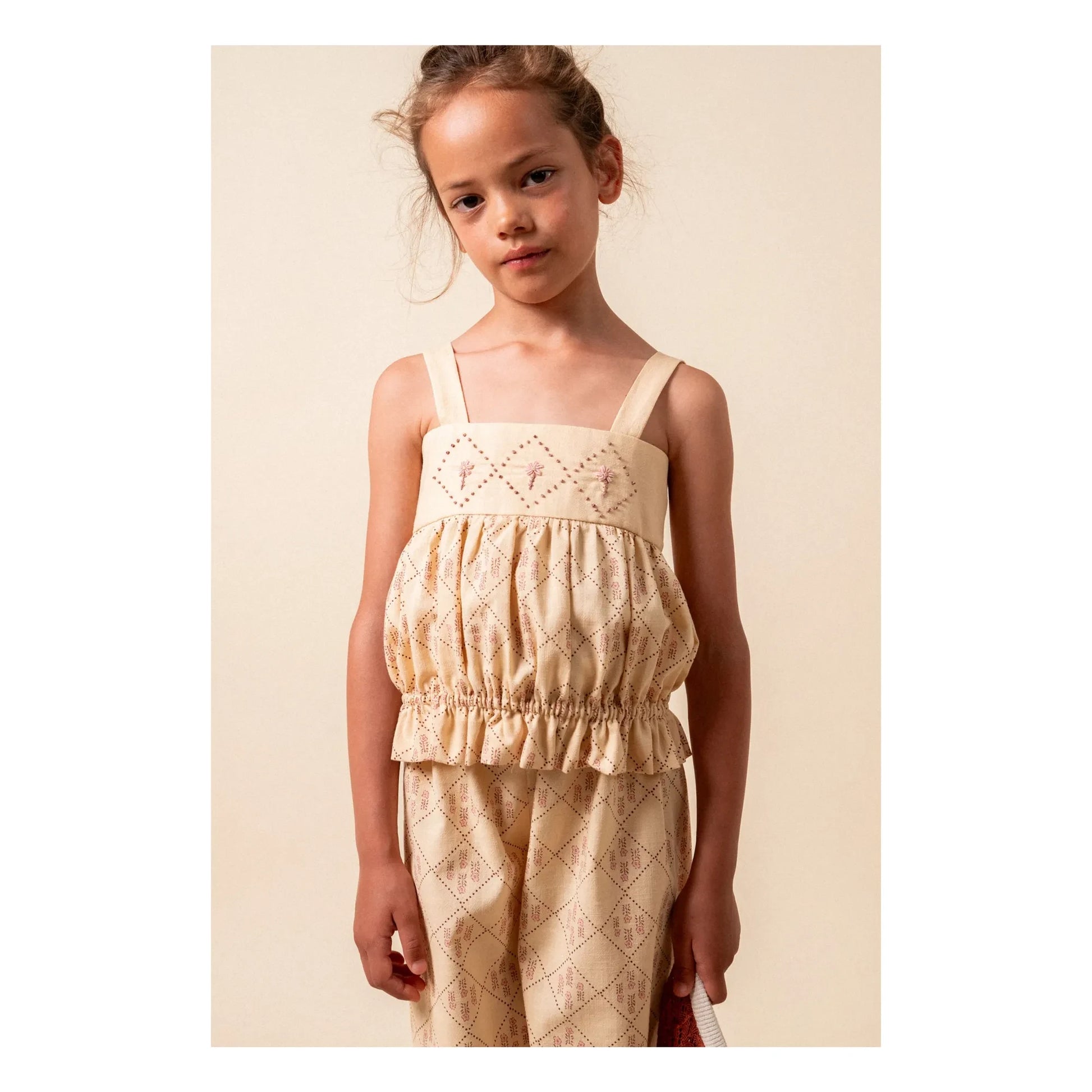 birinit - Castelflorite embroidered top Organic cotton | Honey