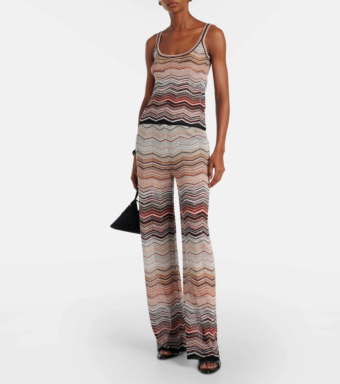 Missoni - بنطال واسع الساقين بنسيج لاميه مخطط متعرج