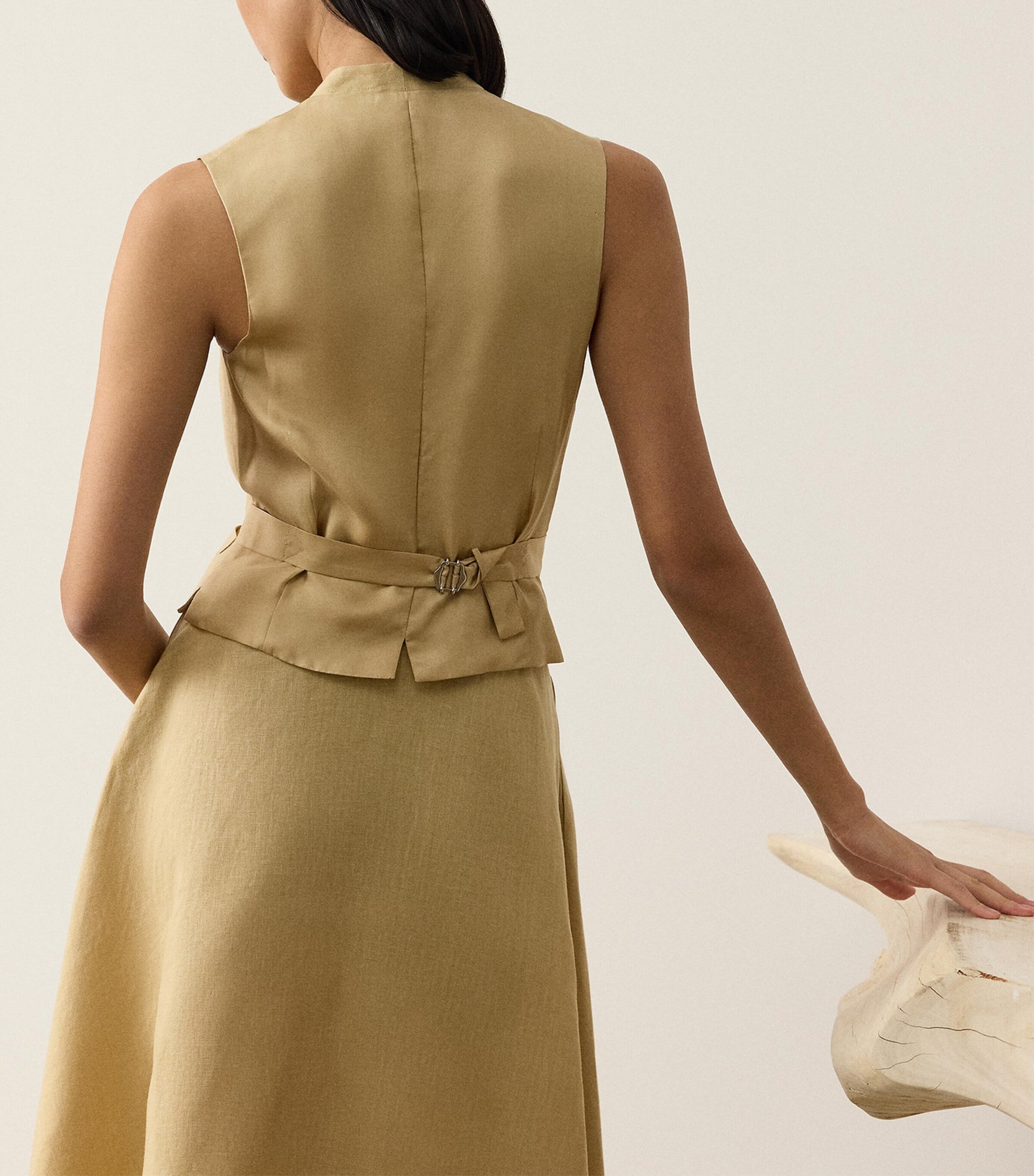 Ralph Lauren Collection Beige Linen Jaiden Waistcoat