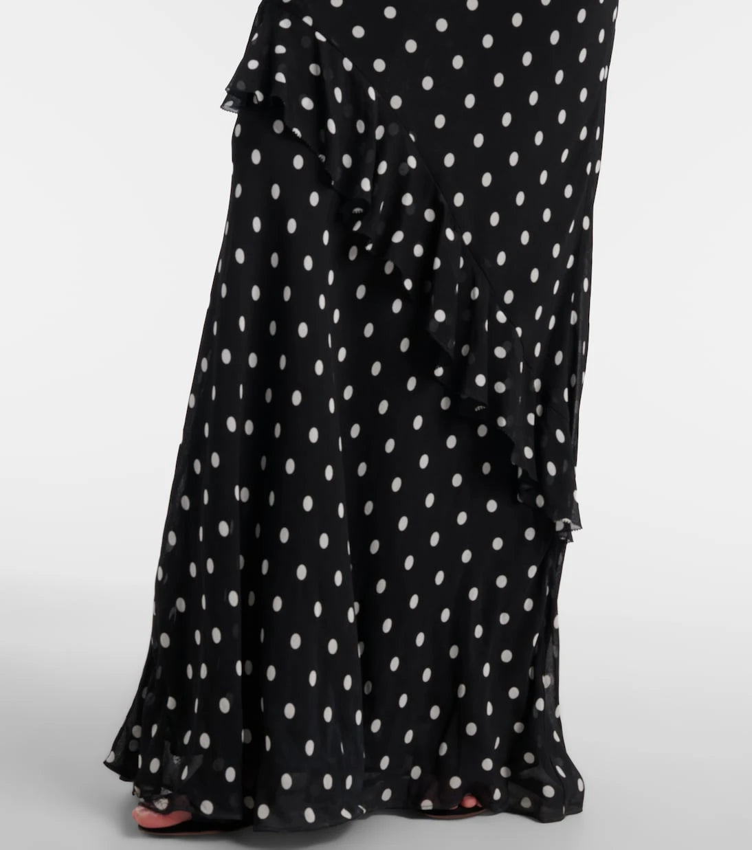 Self-Portrait - Polka-dot ruffled georgette gown