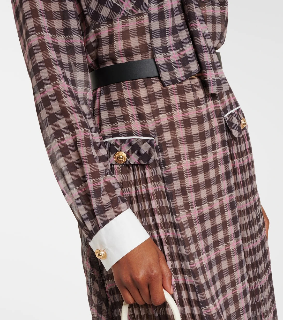 Self-Portrait - Checked chiffon midi dress
