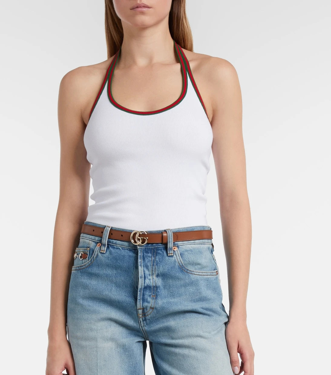 Gucci - Web Stripe cotton-blend jersey top