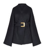 Navy Wool-Blend Oversized Wrap Coat