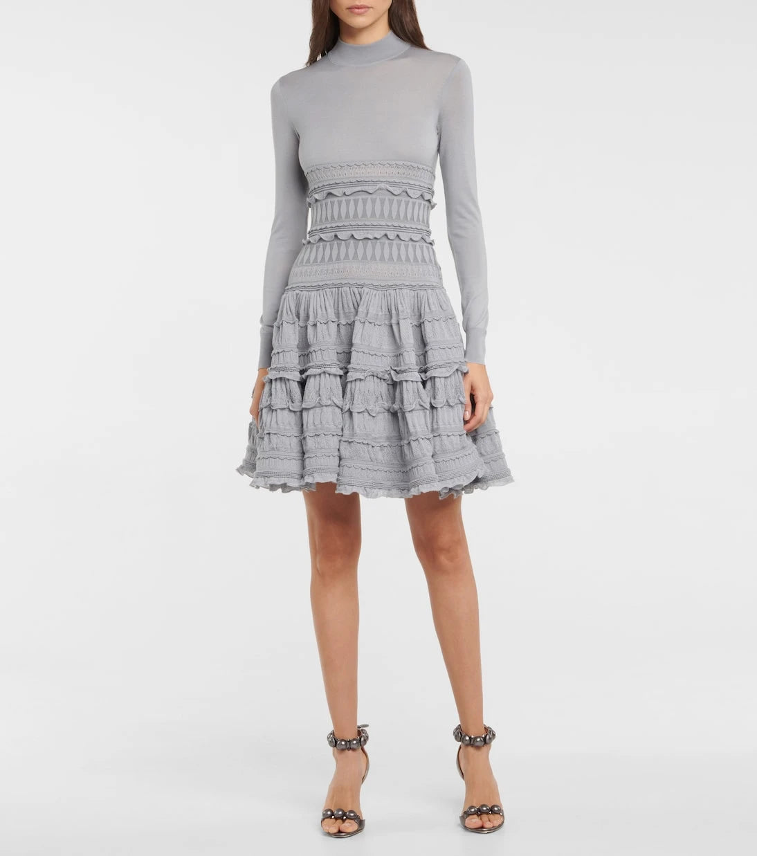 Alaïa - فستان من مزيج الصوف والدانتيل