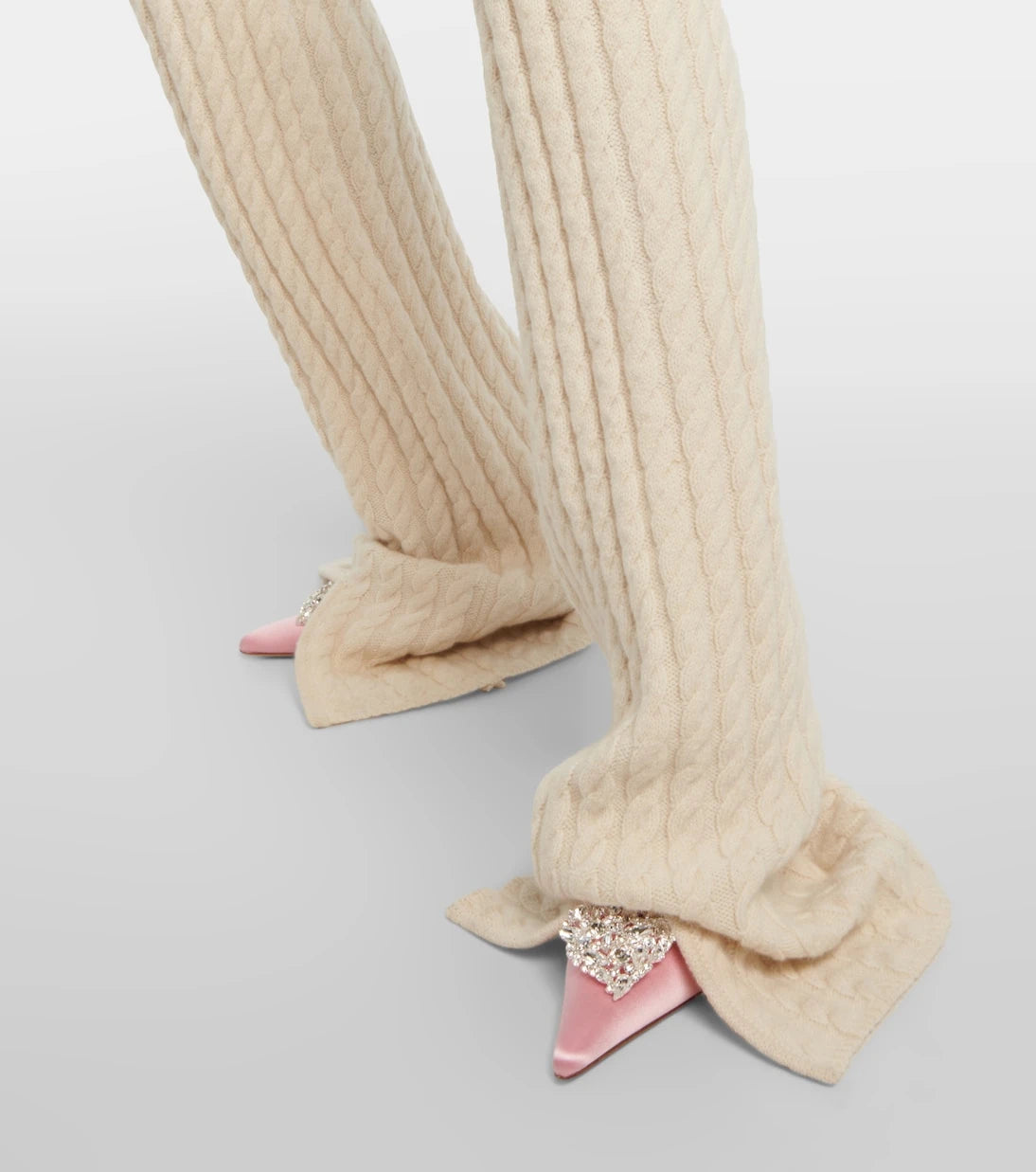 Magda Butrym - Floral-appliqué split-hem flared pants