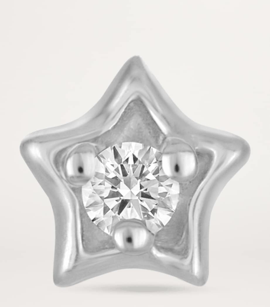 Maria Tash White Gold and Diamond Solitaire Star Threaded Stud Earring (3mm)