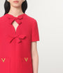 Valentino Red Virgin Wool-Silk Bow Mini Dress