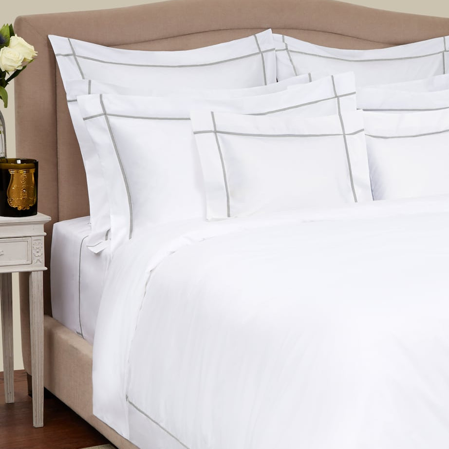 Yves Delorme Athena Platine King Flat Sheet (270cm x 310cm)