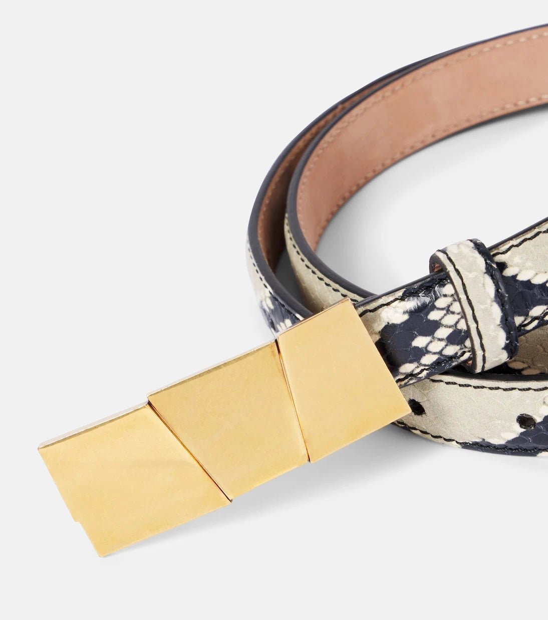 Khaite - Axel Small snake-effect leather belt