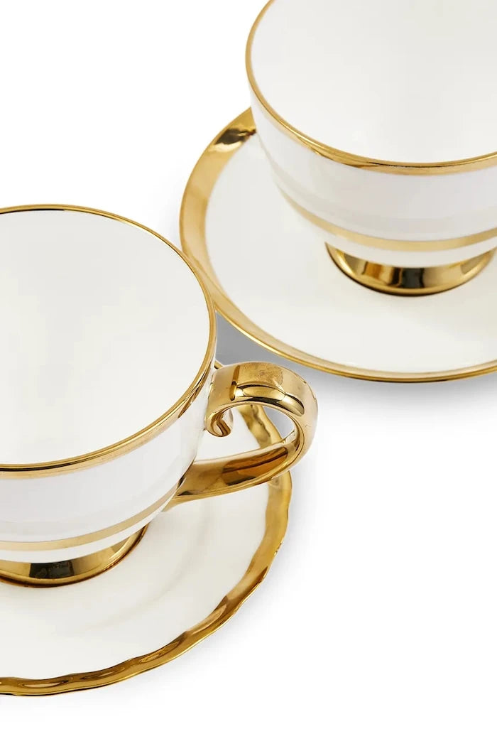 İki kişilik fincan ve tabak seti POLSPOTTEN Golden Finds 500 ml