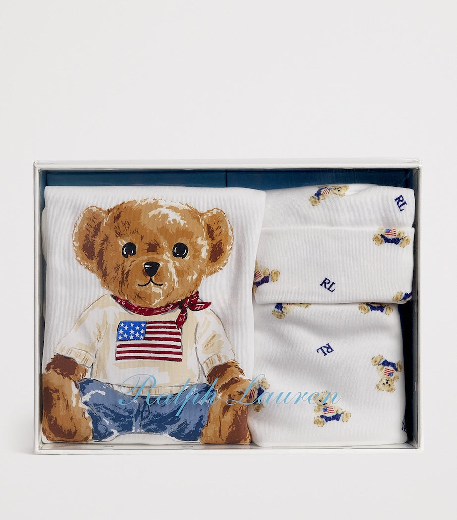 Ralph Lauren Kids Polo Bear Bodysuit, Hat and Bib Gift Set (3-9 Months)