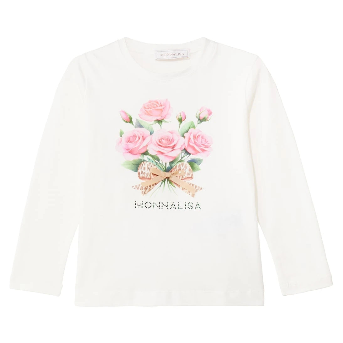 Monnalisa - Logo floral cotton-blend jersey top