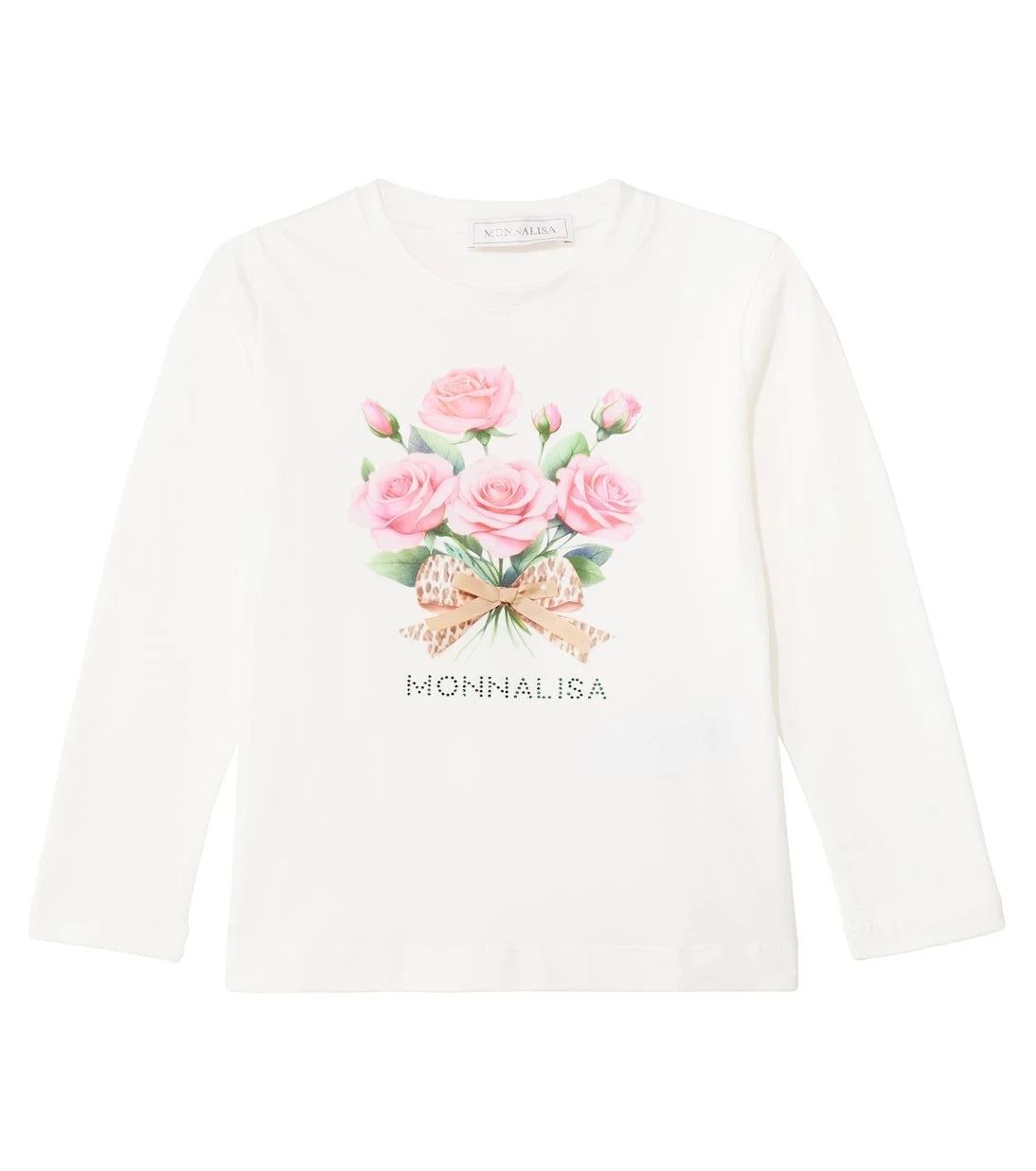 Monnalisa - Logo floral cotton-blend jersey top