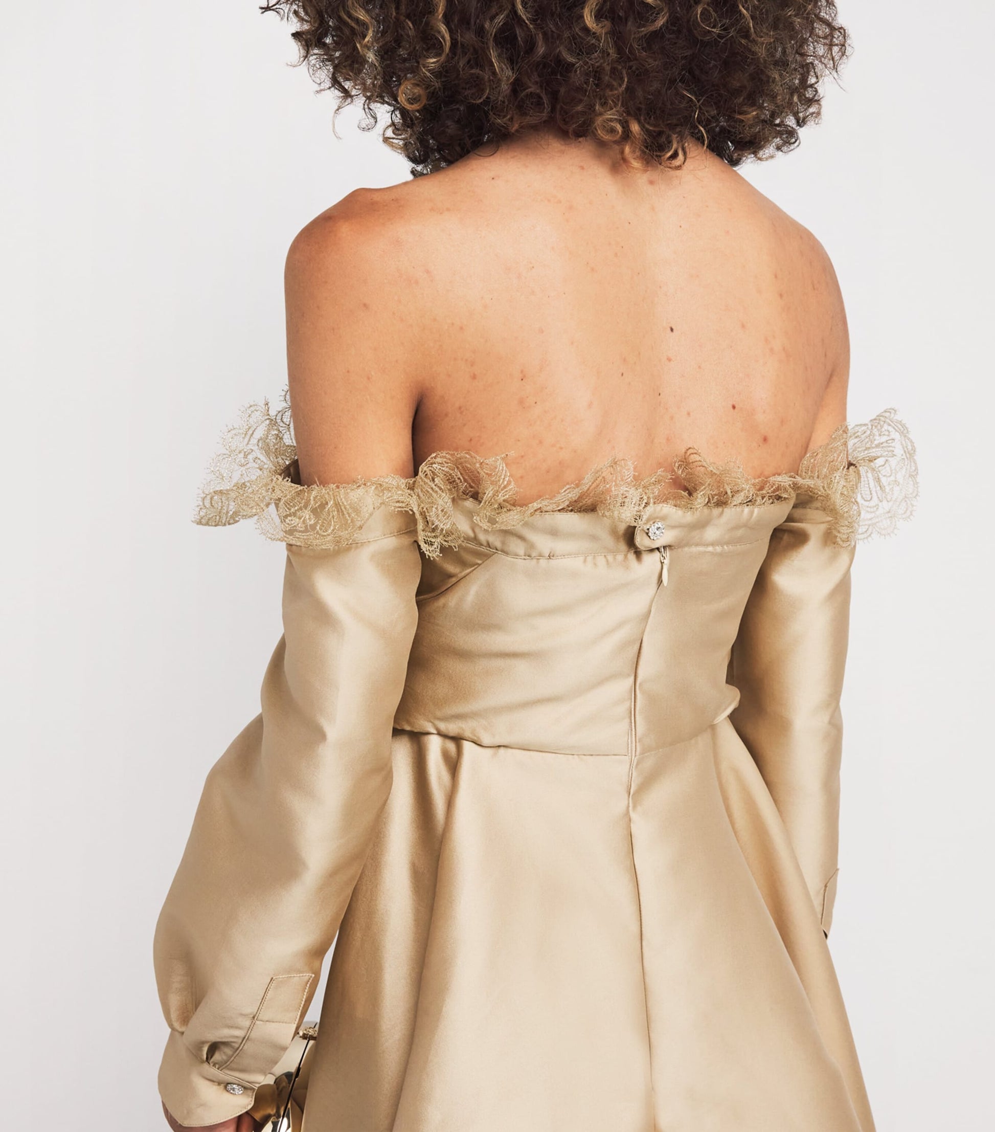 Alexis Mabille Gold Lace-Trim Kurkova Gown