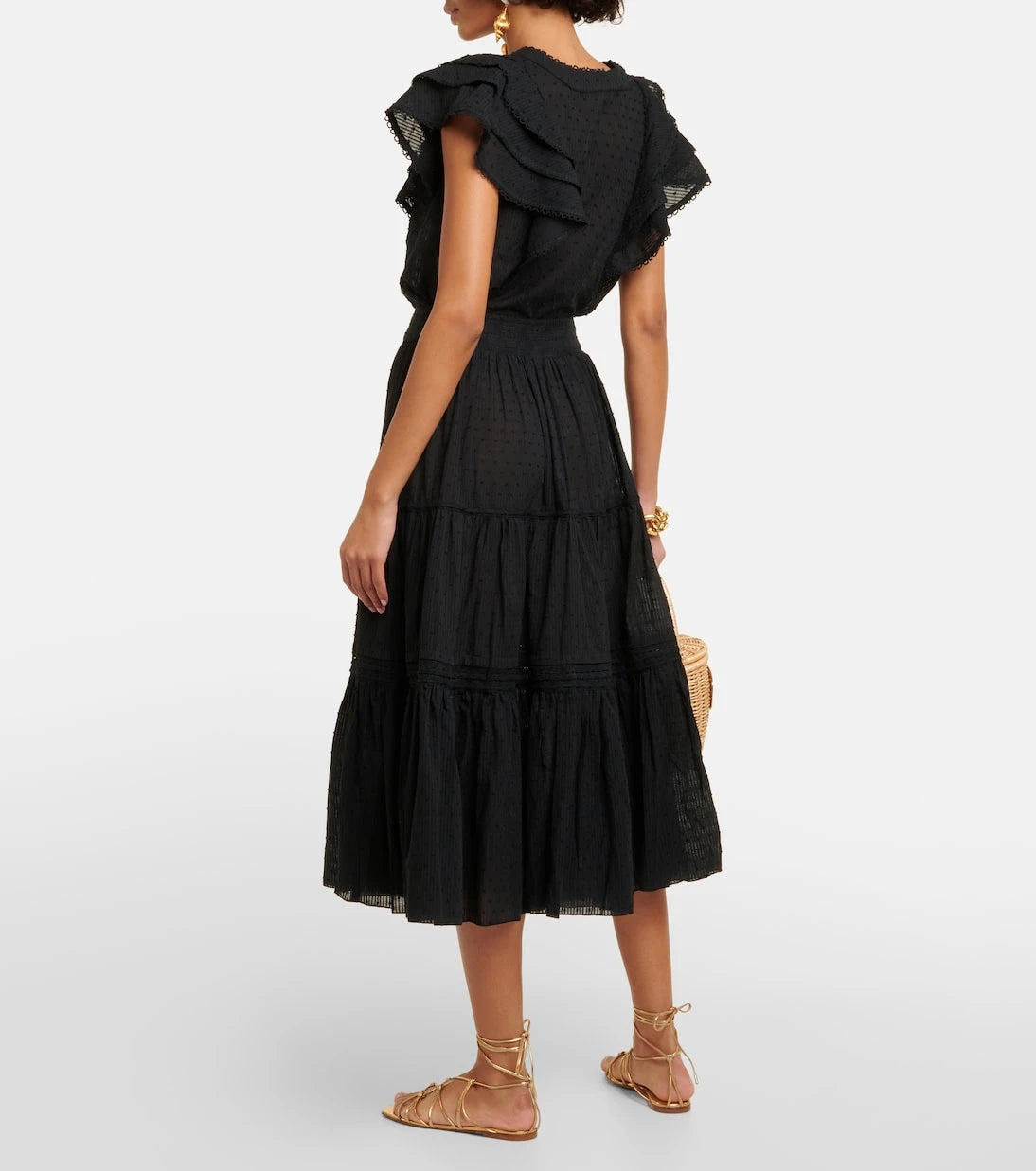 Poupette St Barth - Brie cotton-blend midi skirt