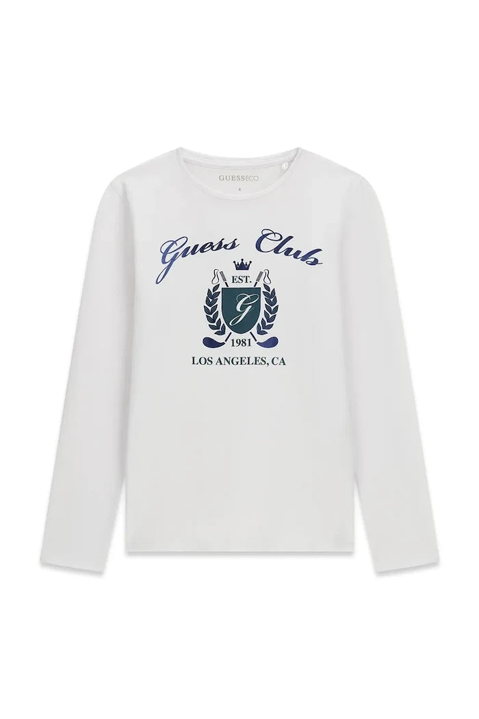 Guess çocuklar için pamuk ve elastan uzun kollu bluz
