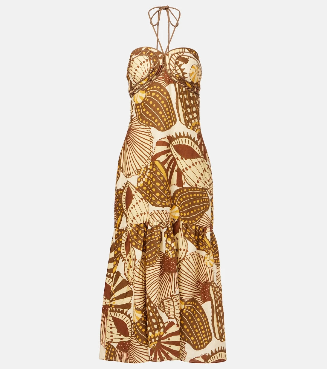 Farm Rio - Shell Mix printed linen midi dress
