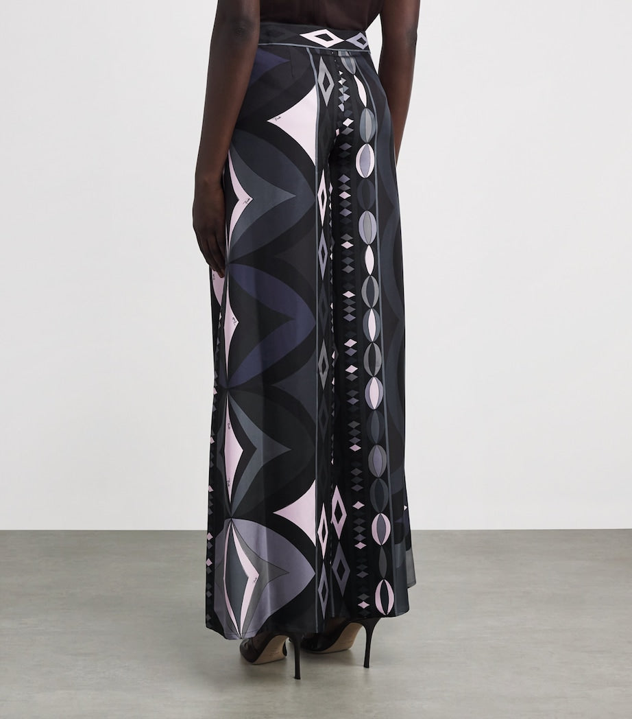 Pucci Black Silk Wide-Leg Trousers