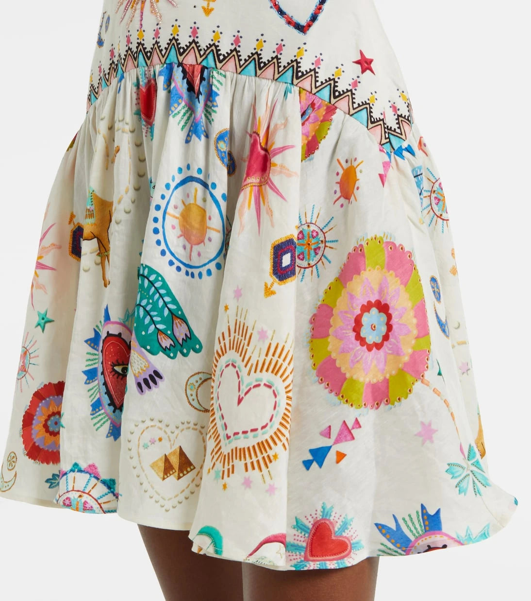Camilla - Embroidered linen and silk minidress