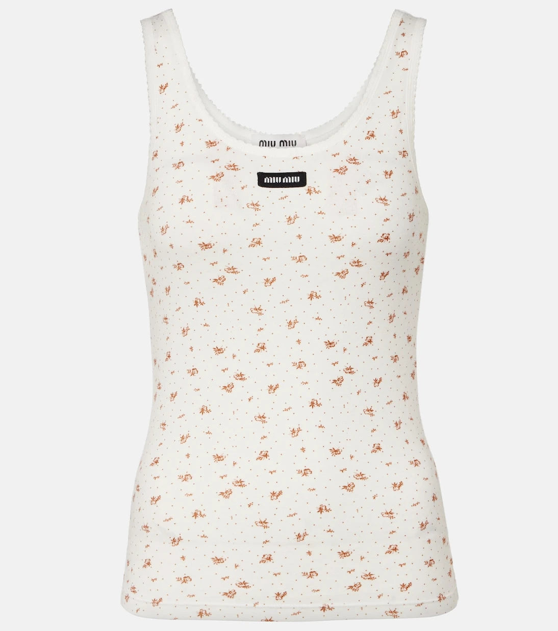 Miu Miu - Floral cotton jersey tank top